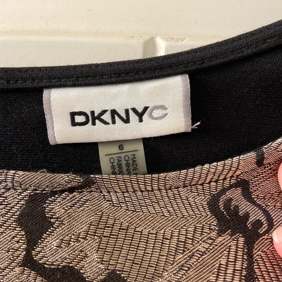 DKNYC Black and Gold Floral Ponte Sheath Dress - Picture 3 of 5